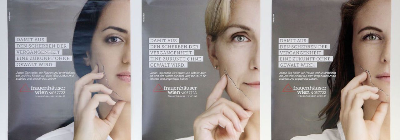 Plakate zu einer Zukunft ohne Gewalt der Frauenhäuser Wien